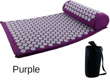 Yoga Massage Mat Acupressure Relieve Stress Back Cushion Massage Yoga Mat Back Pain Relief Needle Pad With Pillow (Ships From: China, Color: Purple)