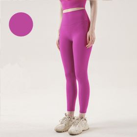 High Waist Naked feeling Leggings Push Up Sport Women Fitness Running Yoga Pants Energy Seamless Leggings Gym Girl leggings (Color: Style14Pitaya, size: L)