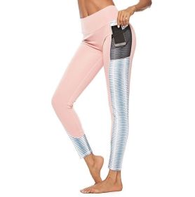 Women's Workout Leggings Yoga Running Pants Pockets (Color: Pink, size: M)