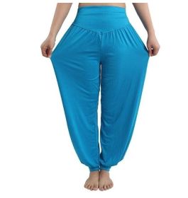 Women's Soft Modal Yoga Pants Long Baggy Sports Workout Dancing Trousers (Color: Blue, size: S)