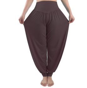 Women's Soft Modal Yoga Pants Long Baggy Sports Workout Dancing Trousers (Color: Brown, size: M)