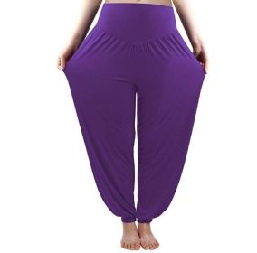 Women's Soft Modal Yoga Pants Long Baggy Sports Workout Dancing Trousers (Color: Purple, size: XL)