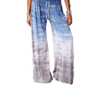 Tie Dye Gradient Printed Yoga Wide Leg Sports Pants (Color: Blue, size: S)