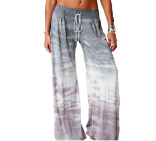 Tie Dye Gradient Printed Yoga Wide Leg Sports Pants (Color: Gray', size: S)