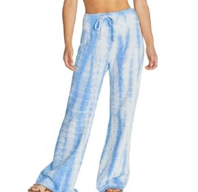 Loose Printed Yoga Wide leg Sports Pant (Color: Blue, size: L)