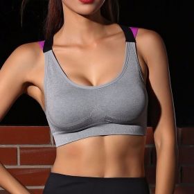 Fitness Yoga Push Up Sports Bra for Womens Gym Running Padded Tank Top Athletic Vest Underwear Shockproof Strappy Sport Bra Top (Color: Gray, size: M)