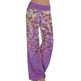 Women's Loose Positioning Printing Yoga Wide Leg Sports Trousers Women (Color: Purple, size: XL)