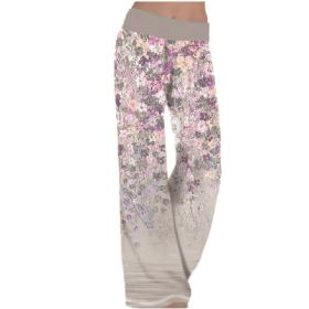 Women's Loose Positioning Printing Yoga Wide Leg Sports Trousers Women (Color: Gray, size: XL)